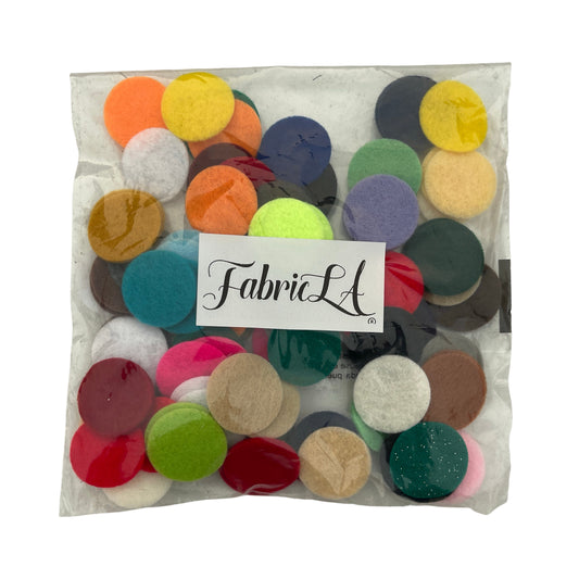 FabricLA Craft Felt Circles Mixed Colors | Bulk Assortment | 1-Inch Diameter | Perfect for DIY Projects & Decorations