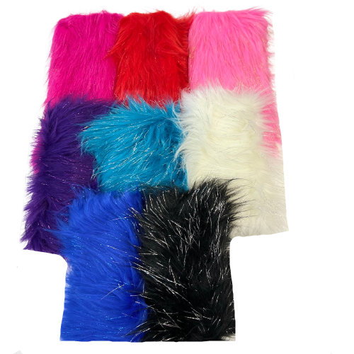 Tinsel Sparkle Glitter Long Pile Shaggy Faux Fur Fabric