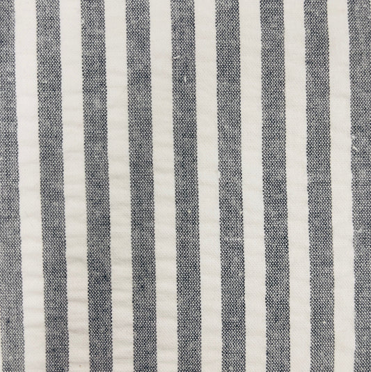 Seersucker Cotton Spandex Fabric | 98% Cotton, 2% Spandex | 1/4" Stripes | 50" Wide