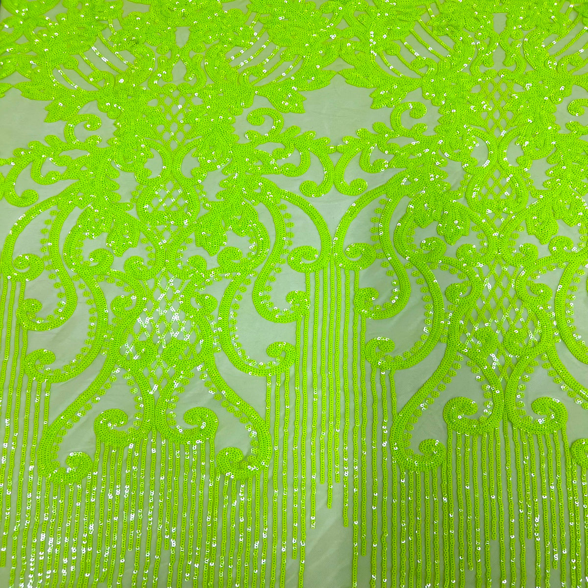 Alta Striped Damask Stretch Sequins Fabric