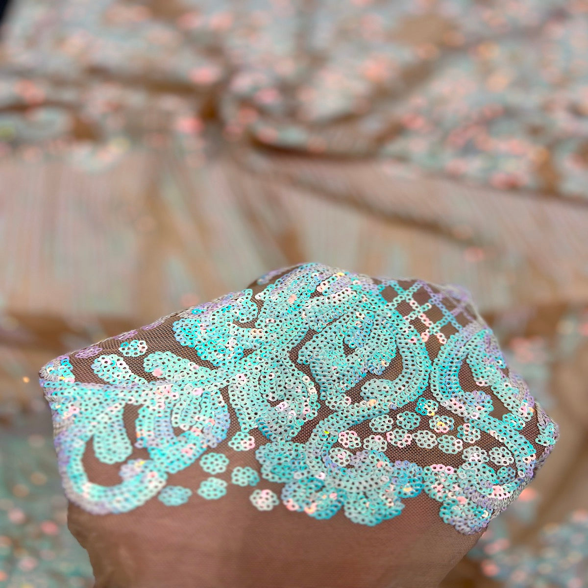 Alta Striped Damask Stretch Sequins Fabric