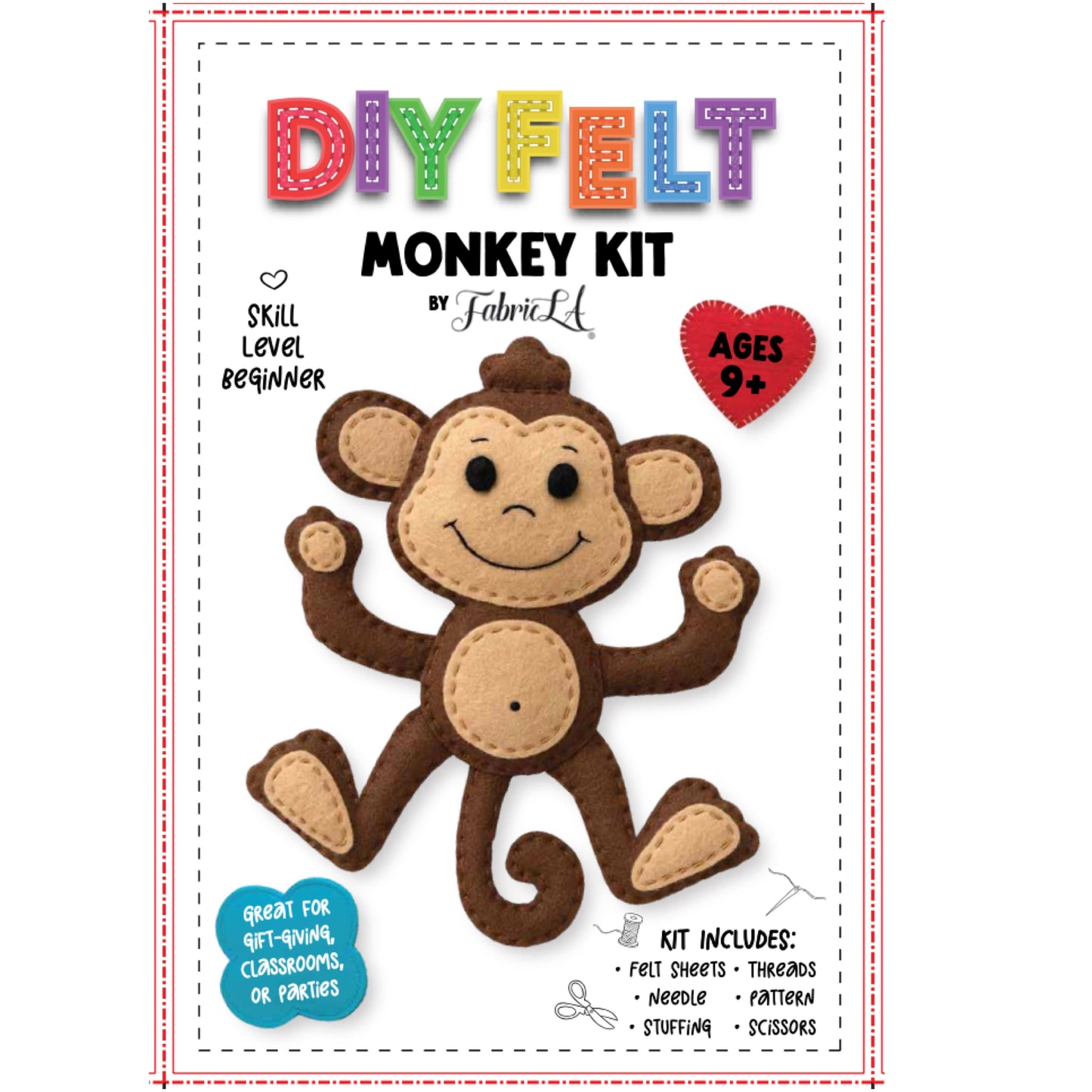 DIY Felt Monkey Craft Kit – Beginner Sewing Project for Kids | FabricLA