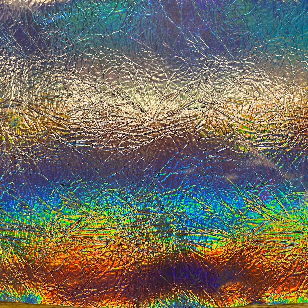 Crushed Distressed Foil Chrome Mirror Reflective Vinyl Fabric