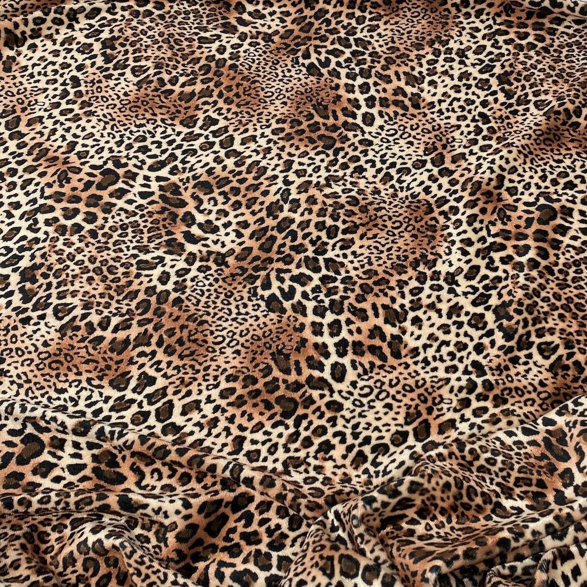 Leopard Print Stretch Velvet Fabric
