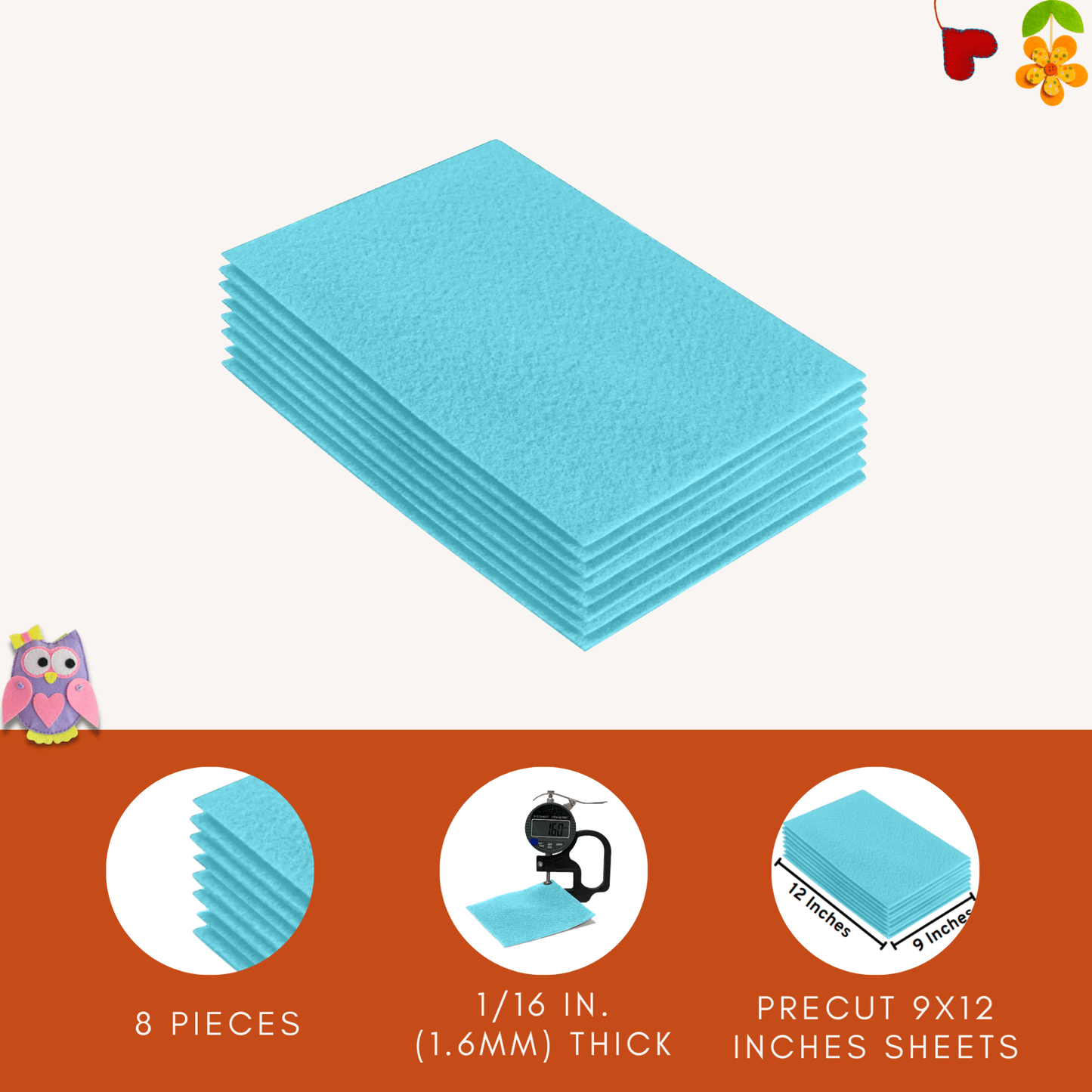 FabricLA Acrylic Felt 9"X12" Sheet Packs | Baby Blue