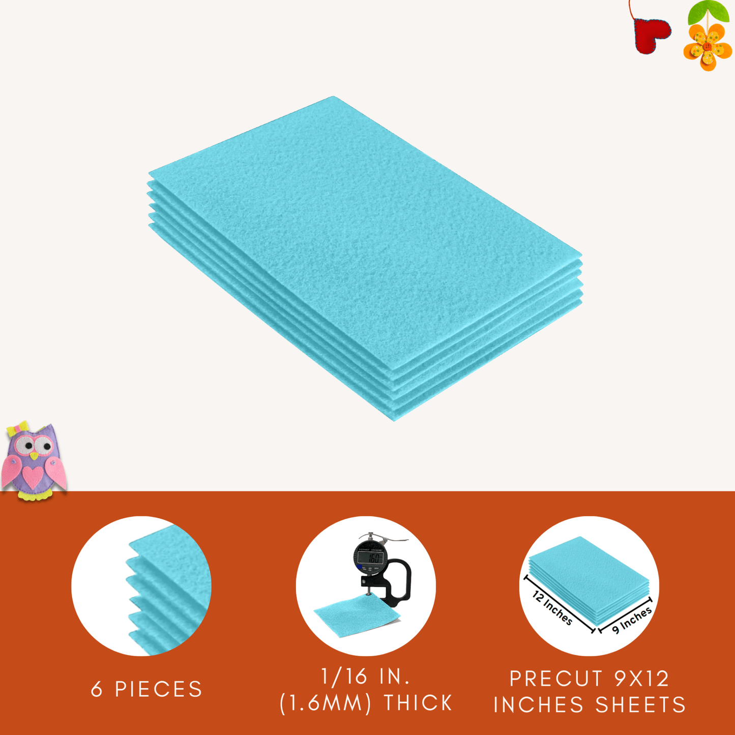 FabricLA Acrylic Felt 9"X12" Sheet Packs | Baby Blue