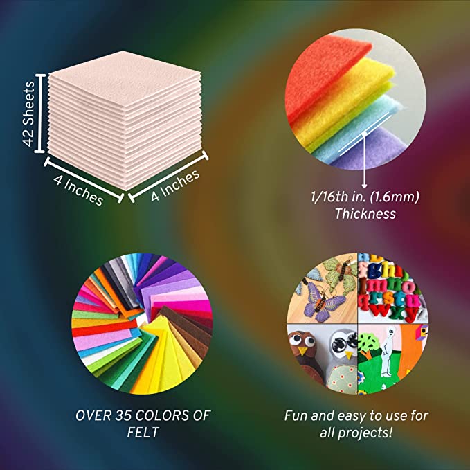 FabricLA Acrylic Felt Craft Sheet Packs – Ivory | Soft 100% Acrylic Felt Sheets for DIY & Crafts