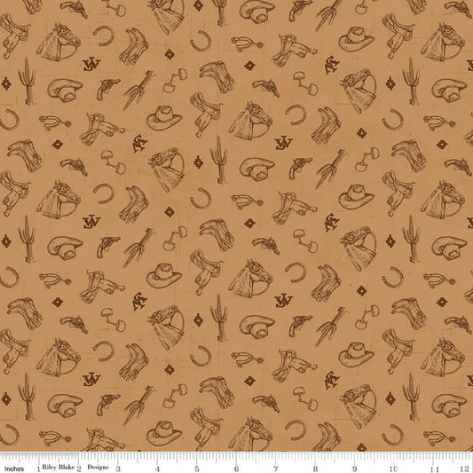 John Wayne American West Icons Tan 43"/44" Fabric Per Yard