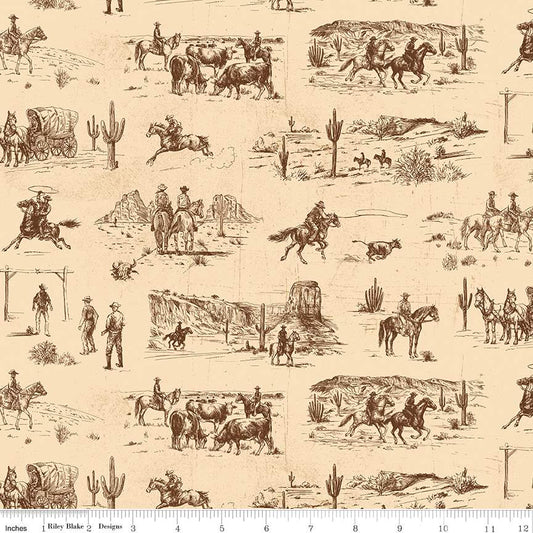 John Wayne American West Main Cream 43"/44" Fabric Per Yard