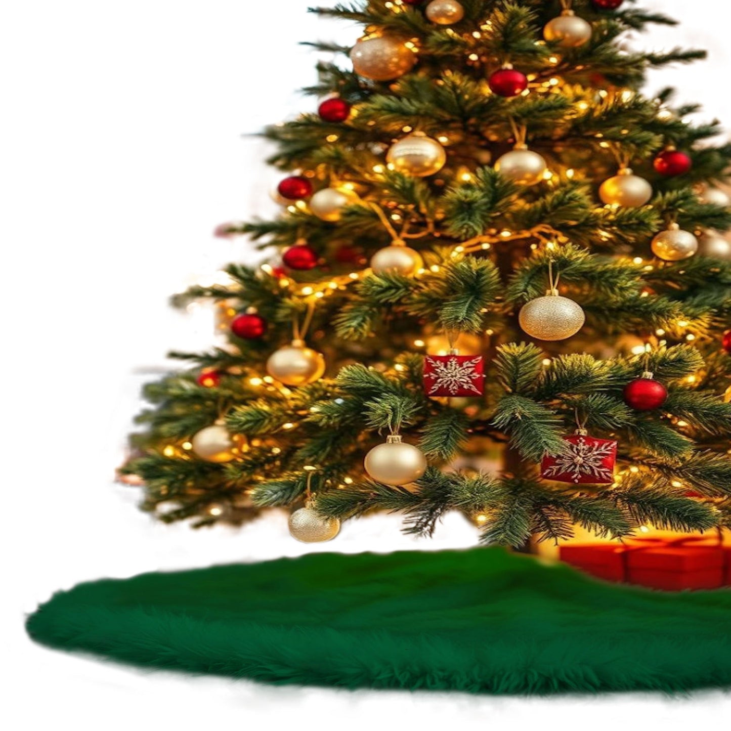 Premium Faux Fur Christmas Tree Skirt - 30 Inch | Luxurious Holiday Decorations