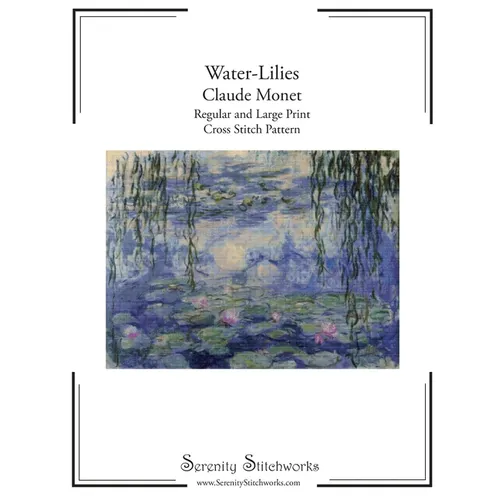 Water-Lilies Cross Stitch Pattern - Claude Monet: Regular and Large Print Cross Stitch Pattern