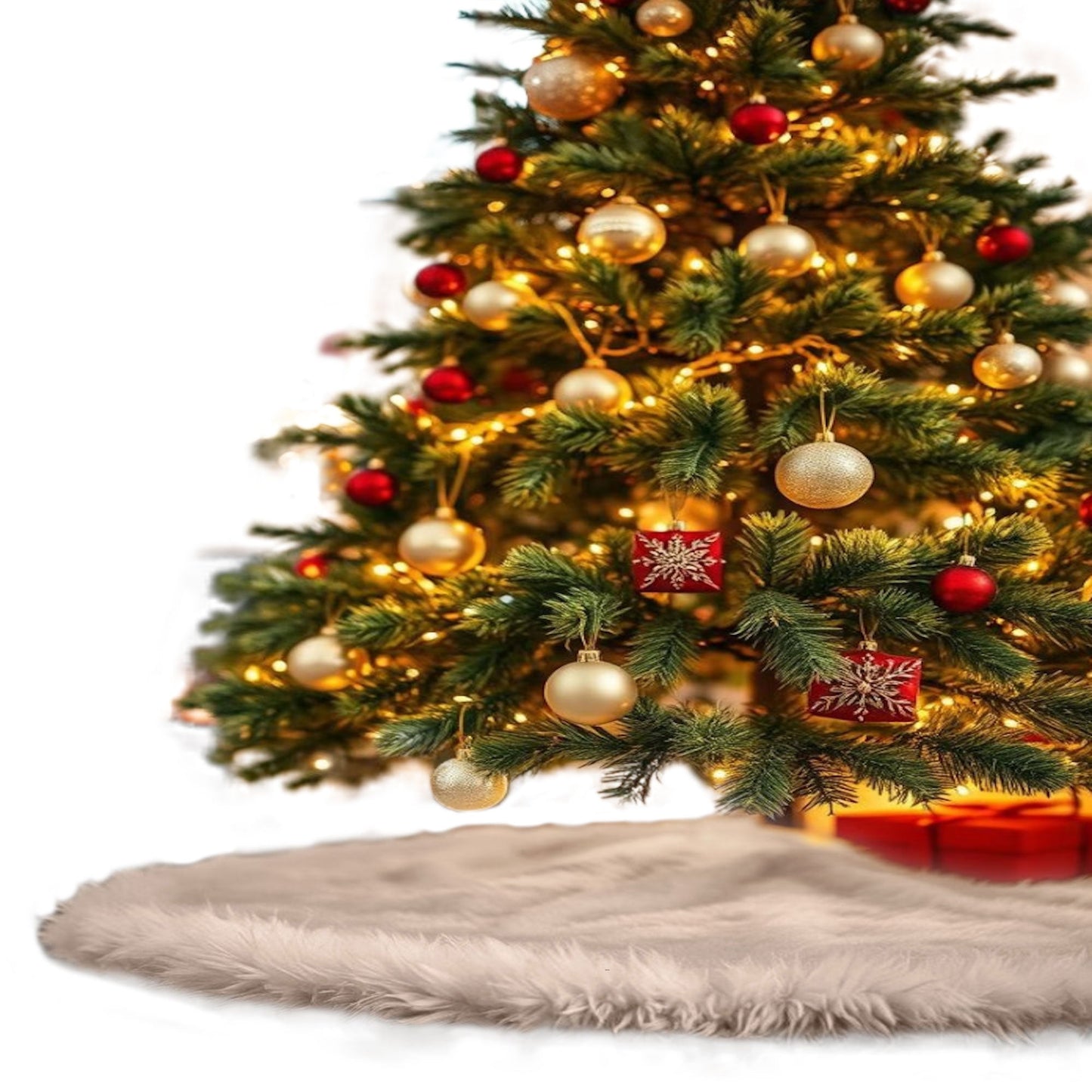 Premium Faux Fur Christmas Tree Skirt - 30 Inch | Luxurious Holiday Decorations