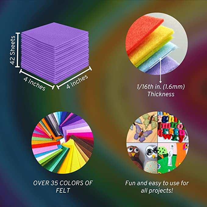 FabricLA Acrylic Felt Craft Sheet Packs – Lavender | Soft 100% Acrylic Felt Sheets for DIY & Crafts