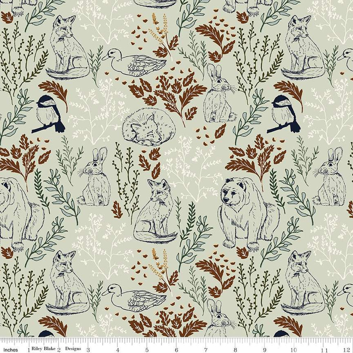 Let's Wander Main Mist Cotton 43"/44" Fabric Per Yard
