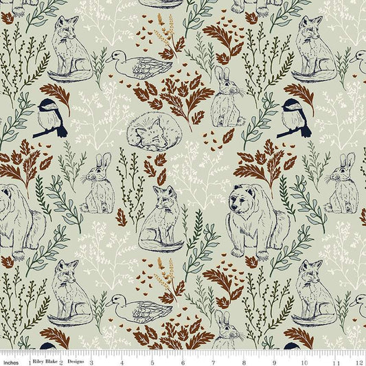 Let's Wander Main Mist Cotton 43"/44" Fabric Per Yard