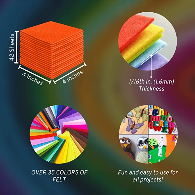 FabricLA Acrylic Felt Craft Sheet Packs – Light Orange | Soft 100% Acrylic Felt Sheets for DIY & Crafts