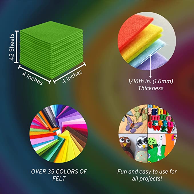 FabricLA Acrylic Felt Craft Sheet Packs – Lime | Soft 100% Acrylic Felt Sheets for DIY & Crafts