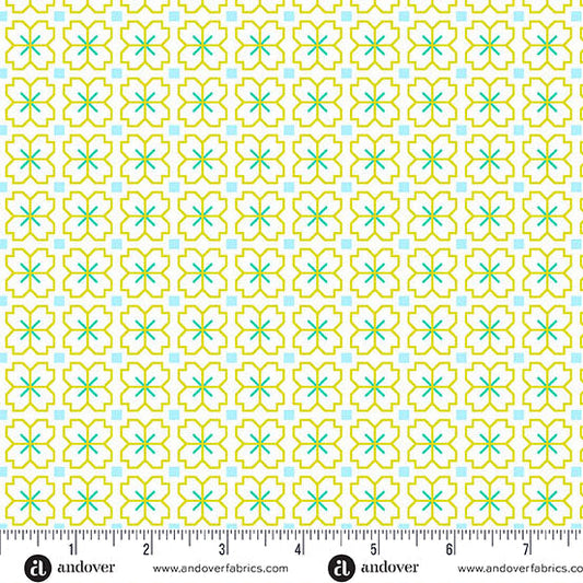 Limeaid Pixel Petals Color Pop Playground Cotton 44"/45" Fabric Per Yard