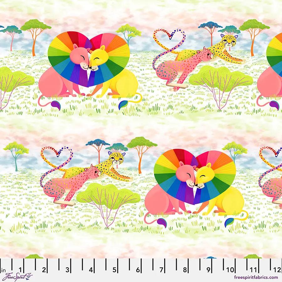 Love in the Savanna Multi Cotton 44"/45" Fabric Per Yard