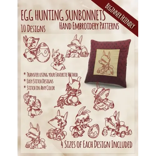 Egg Hunting Sunbonnets Hand Embroidery Patterns