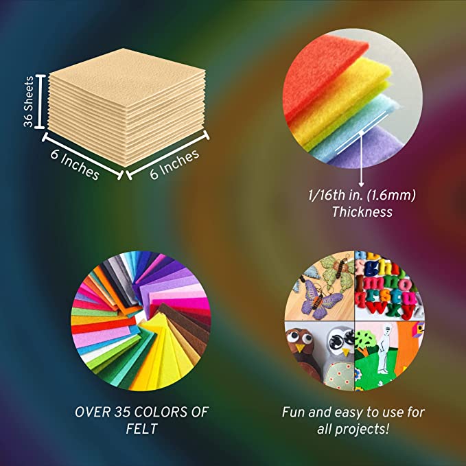 FabricLA Acrylic Felt Craft Sheet Packs – Champagne | Soft 100% Acrylic Felt Sheets for DIY & Crafts