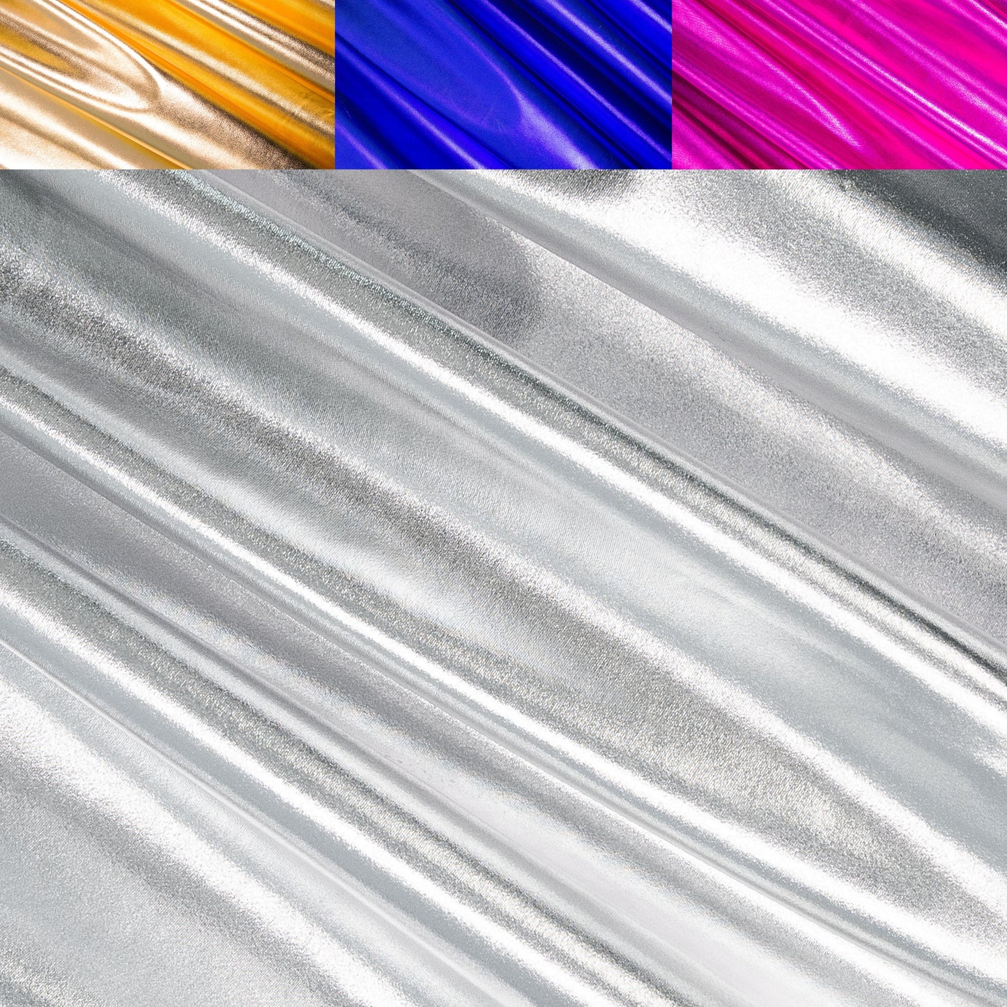 Metallic Foil Lame Spandex Knit Fabric | 4-Way Stretch