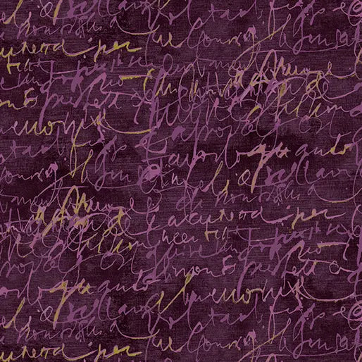 Mauve Fluidity Script Small Cotton 44”/45" Fabric Per Yard