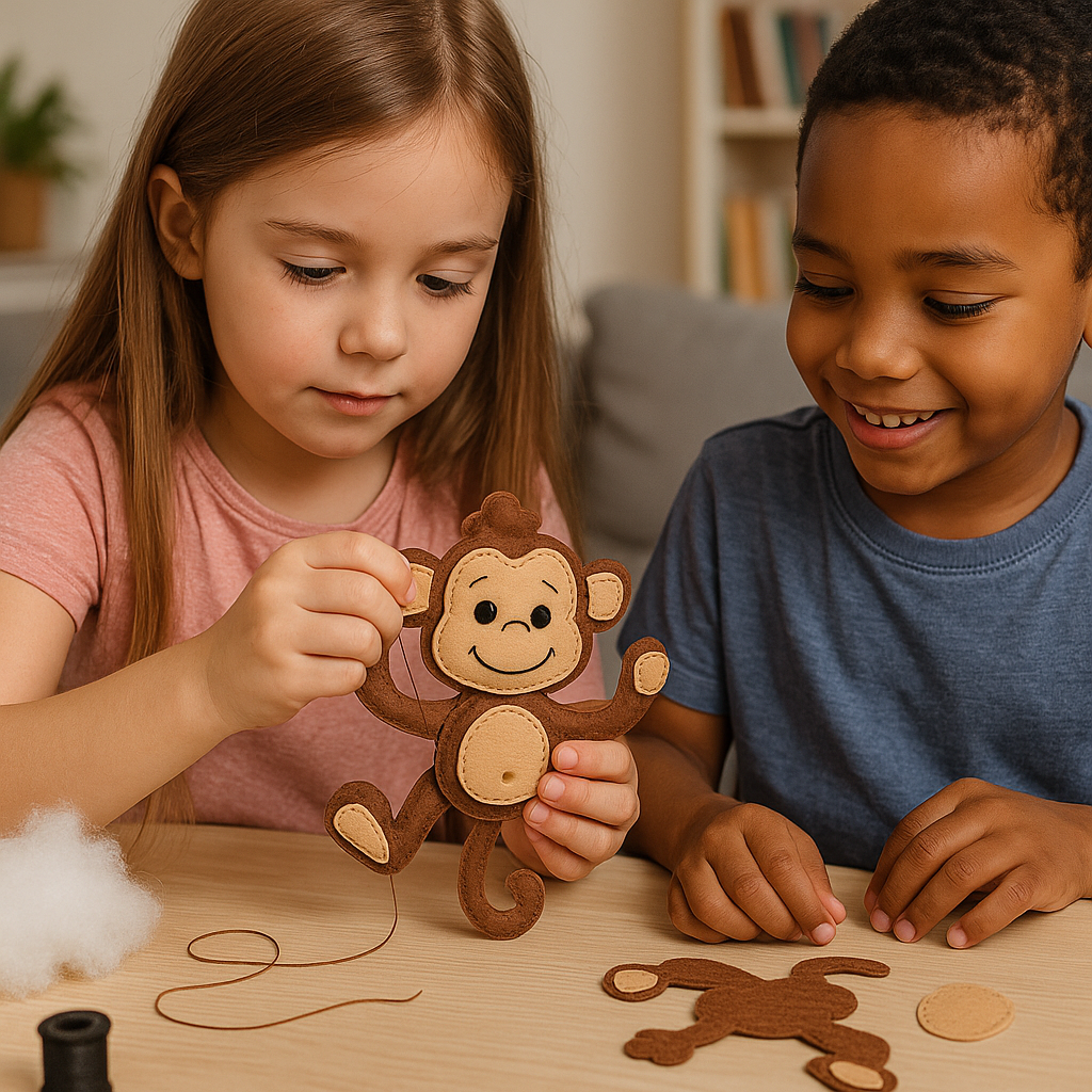 DIY Felt Monkey Craft Kit – Beginner Sewing Project for Kids | FabricLA