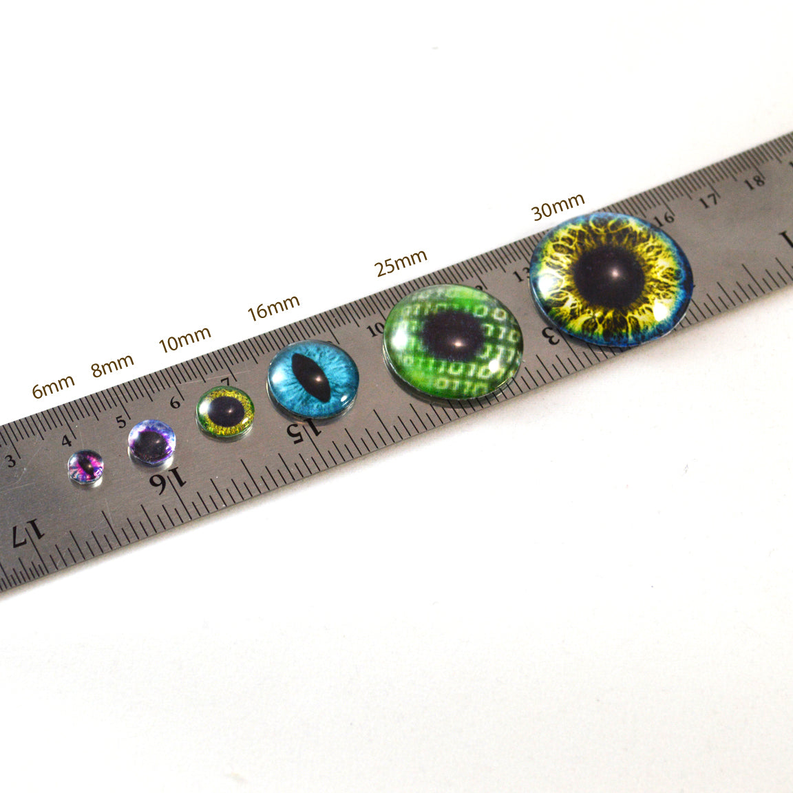 Extraterrestrial ET Blue Alien Sew-On Button Glass Eyes with Whites