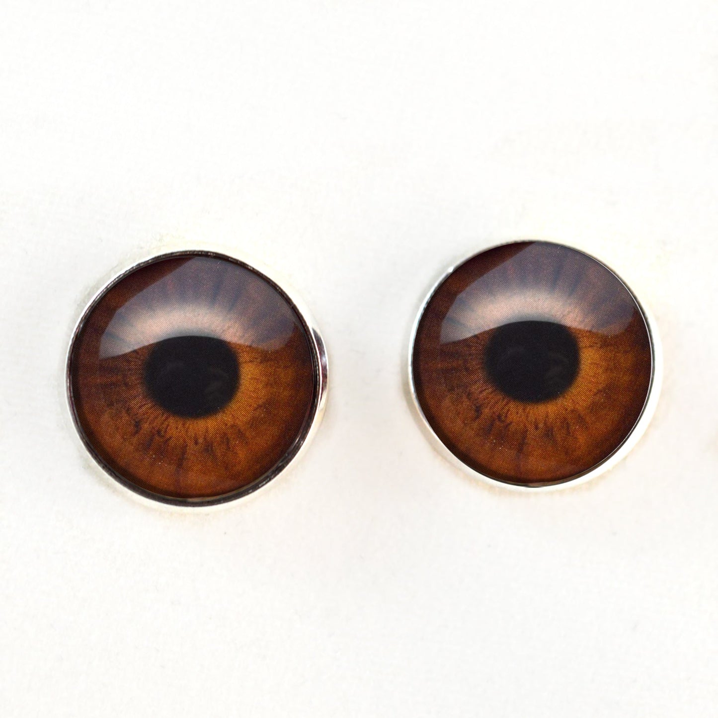 Medium Brown Human Inspired Sew-On Button Glass Eyes