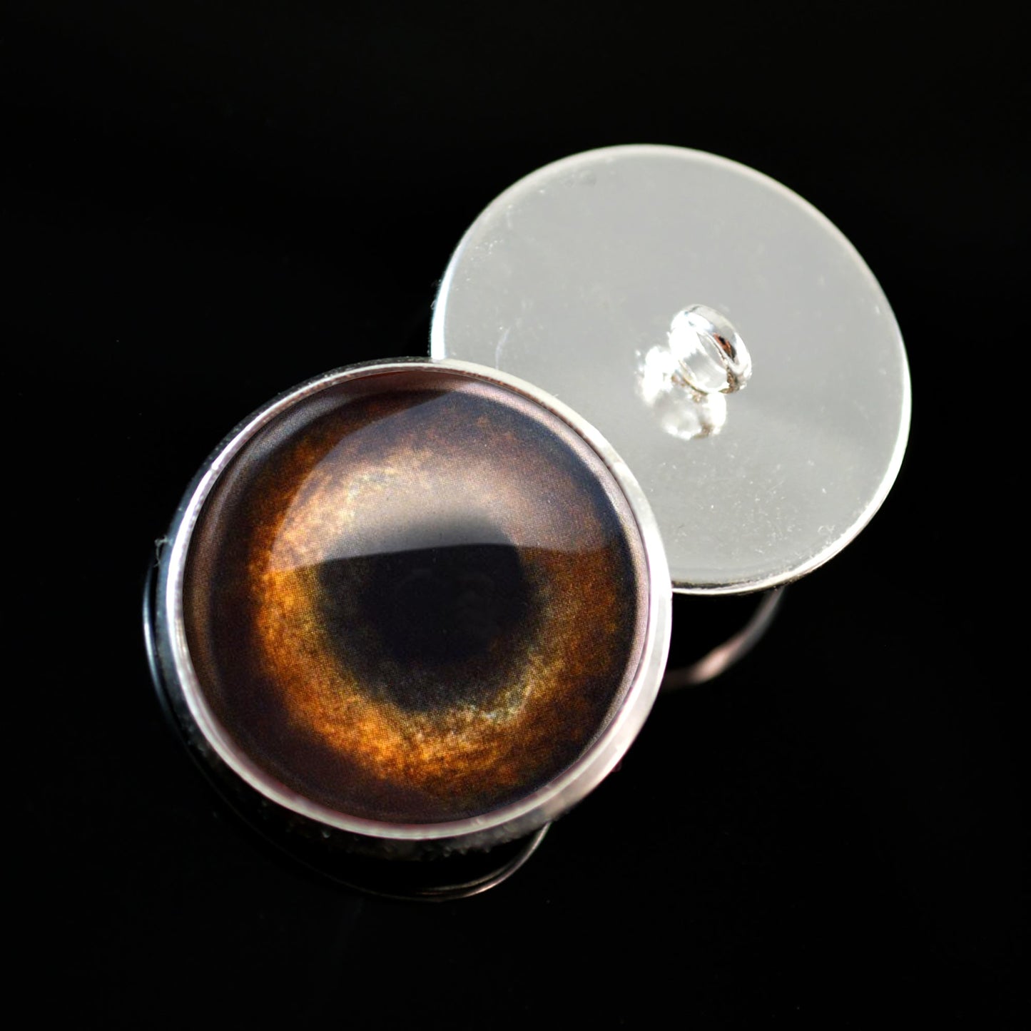 Medium Brown Dog Sew-On Button Glass Eyes