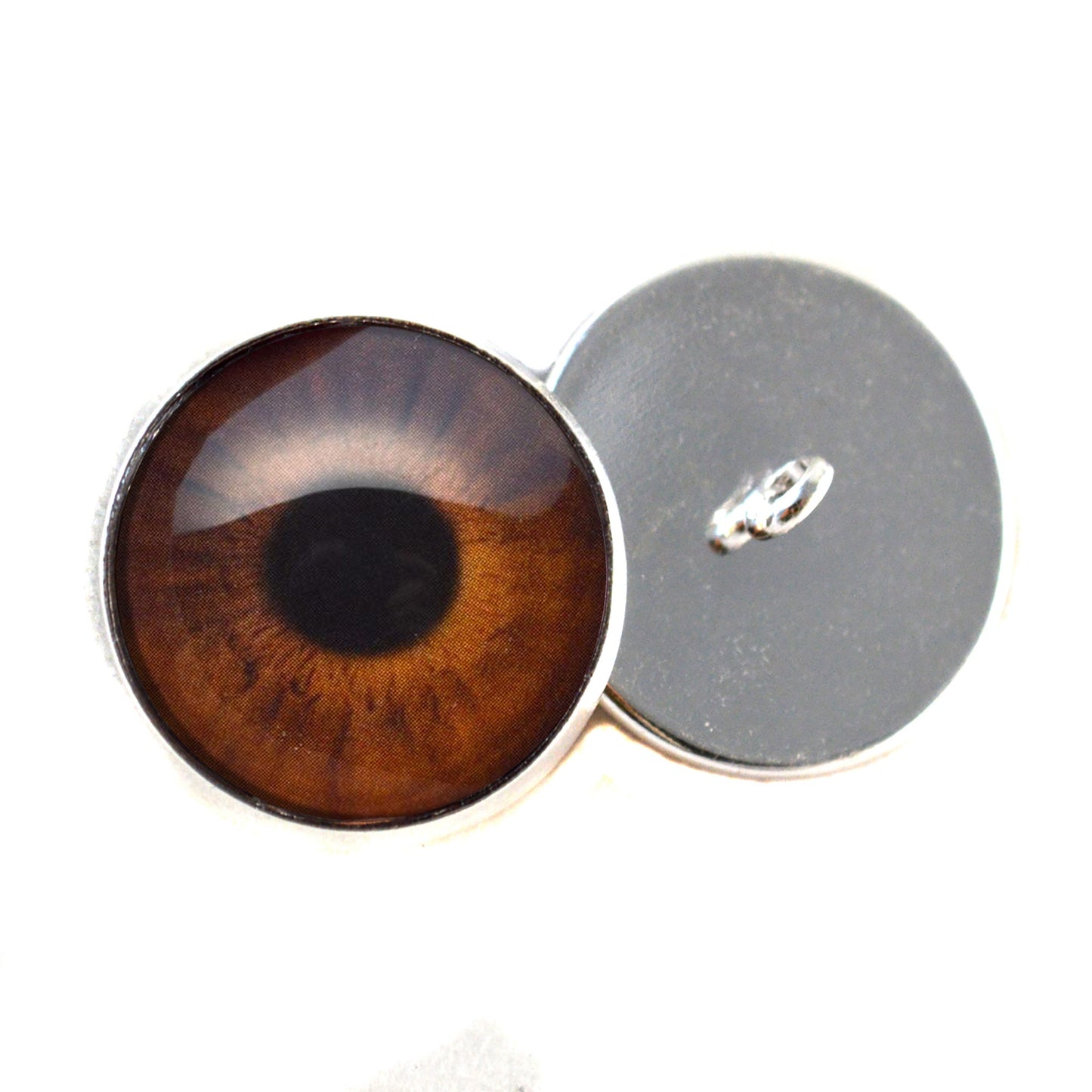 Medium Brown Human Inspired Sew-On Button Glass Eyes