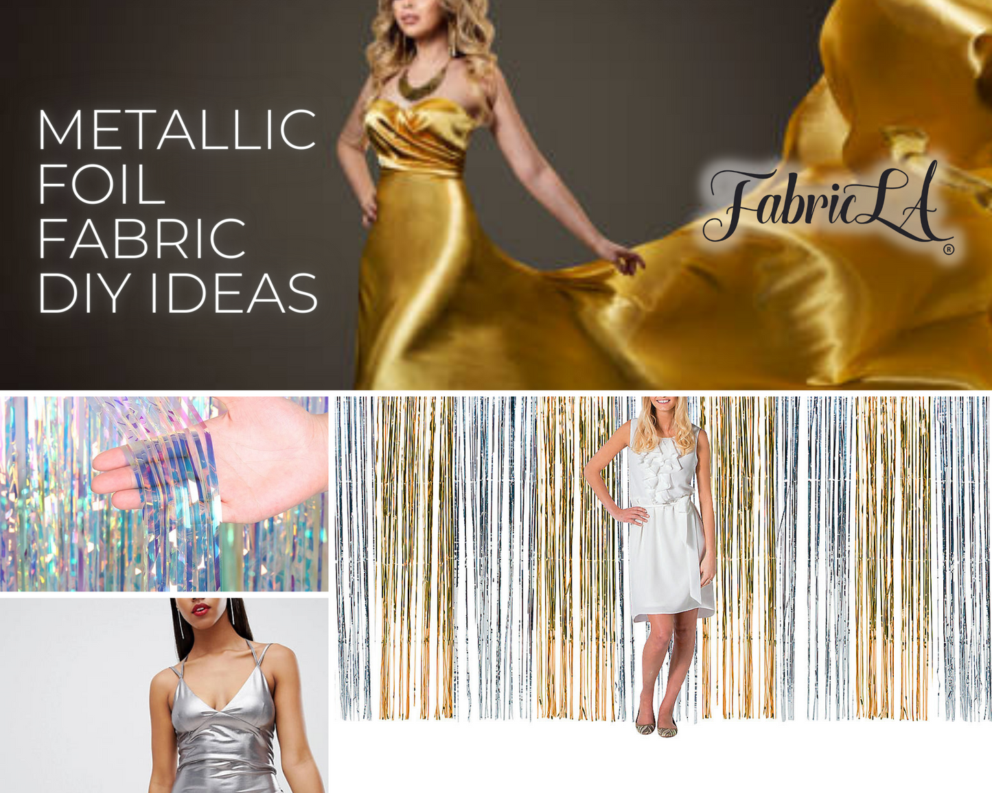 Hologram Metallic Foil Spandex Knit Fabric 4-Way Stretch, 60" Inch Wide | Gold Iridescent