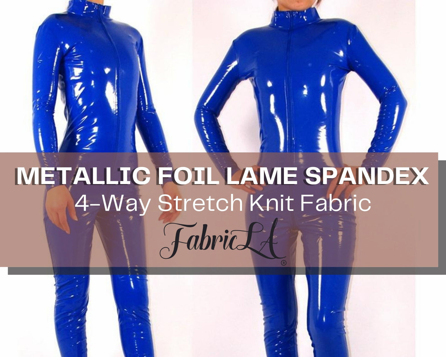Metallic Lame Foil Spandex Knit Fabric | Royal Blue