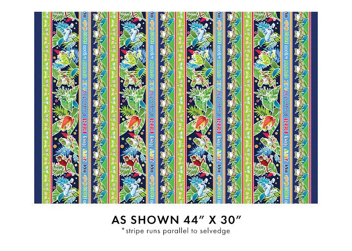 Multi Color Rainforest Glow in the Dark Stripe Cotton 44"/45" Fabric Per Yard