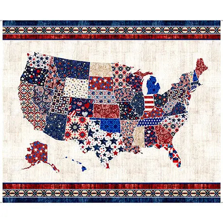 Multi Color United States Map Tapestry Panel