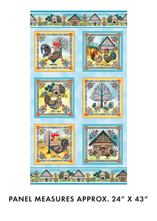 Multi Feathered Folk Farm Panel 24" x 43"