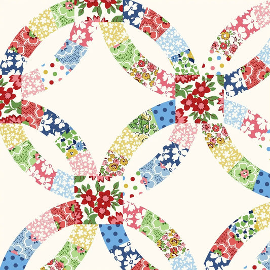 Multi Merry-Go-Round Double Wedding Ring Cotton Wideback Fabric per yard