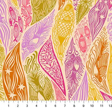 Multi Pink Shooting Star Water Current Cotton Wideback Fabric per yard