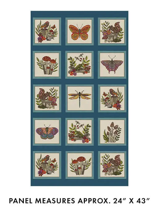 Multi Teal Small Wonders Panel 24" x 43"