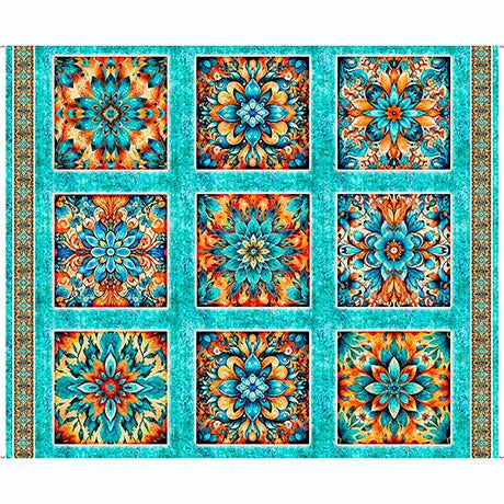 Multi Turquoise Desert Rose Panel