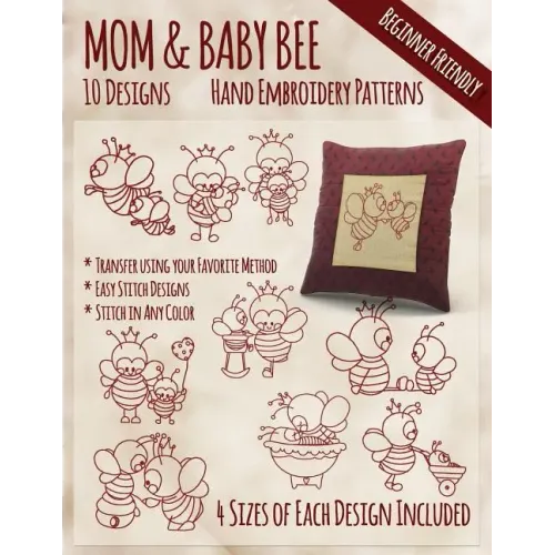 Mother and Baby Bee Hand Embroidery Patterns