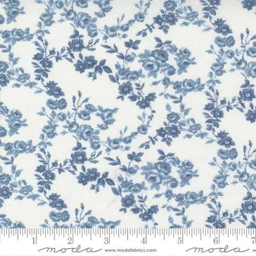 Nantucket Summer Cream Blue Surfside Small Floral 44"/45" Fabric Per Yard