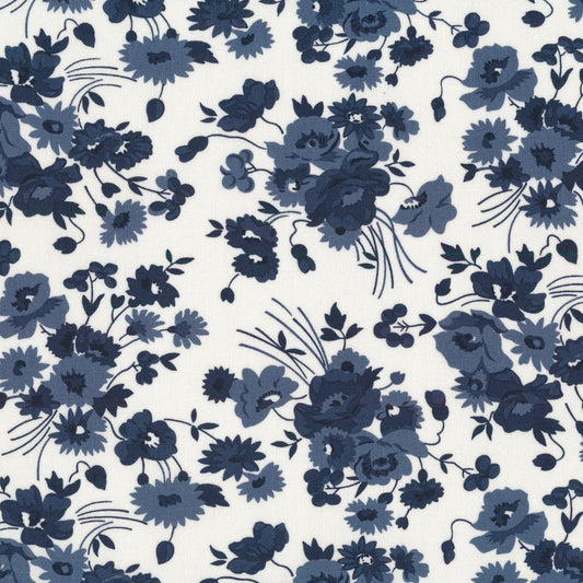 Nantucket Summer Cream Navy Somerset Florals 44"/45" Fabric Per Yard