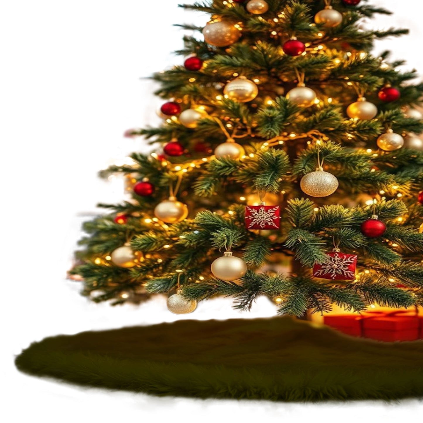 Premium Faux Fur Christmas Tree Skirt - 30 Inch | Luxurious Holiday Decorations