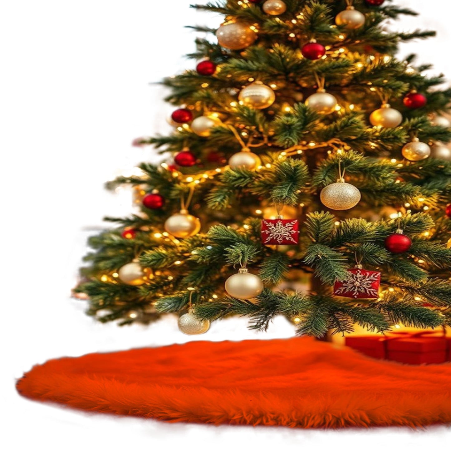 Premium Faux Fur Christmas Tree Skirt - 30 Inch | Luxurious Holiday Decorations