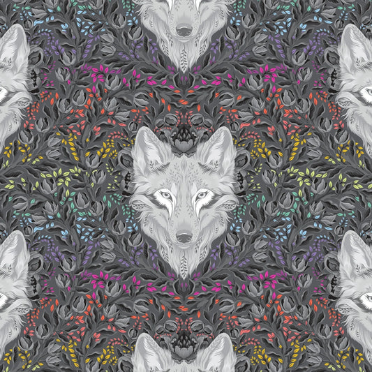 Carbon Wolf of Pink Street Graywork 43/44" Cotton Fabric Per Yard