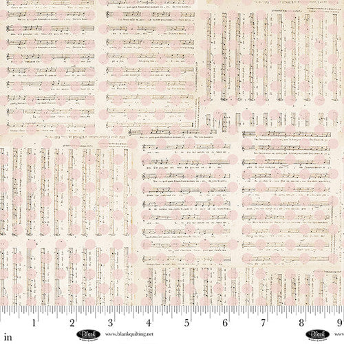 Parisian Snippets Digital Ecru Music and Dots Cotton 44"/45" Fabric Per Yard