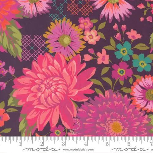 Parlor Happy Blooms Plum Cotton 44"/45" Fabric Per Yard