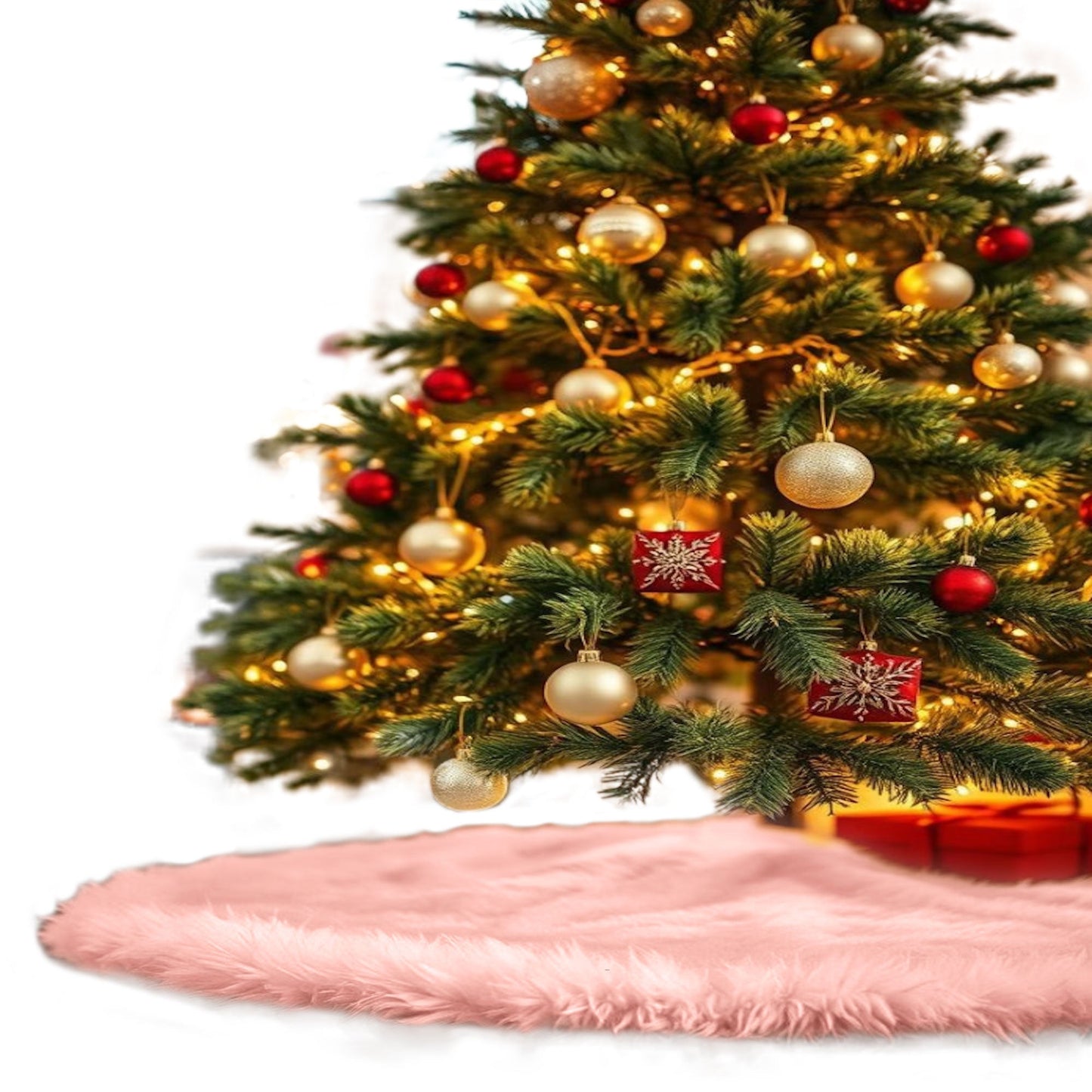 Premium Faux Fur Christmas Tree Skirt - 30 Inch | Luxurious Holiday Decorations